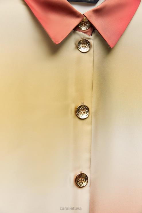 moterys Zara satino efekto surišami marškiniai įvairiaspalvis apranga 4N488393