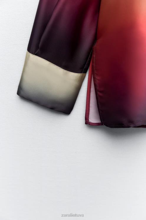 moterys Zara satino efekto surišami marškiniai įvairiaspalvis apranga 4N488393