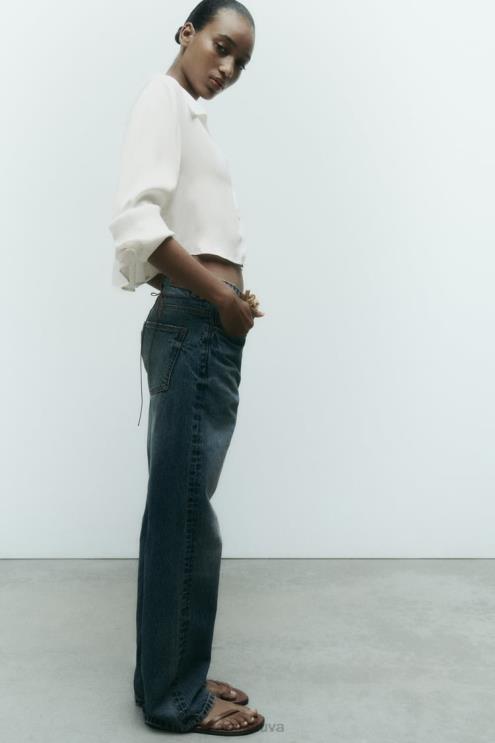 moterys Zara satino efekto trumpinti marškiniai baltas apranga 4N488356