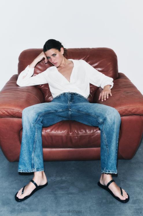 moterys Zara satino efekto trumpinti marškiniai baltas apranga 4N488388