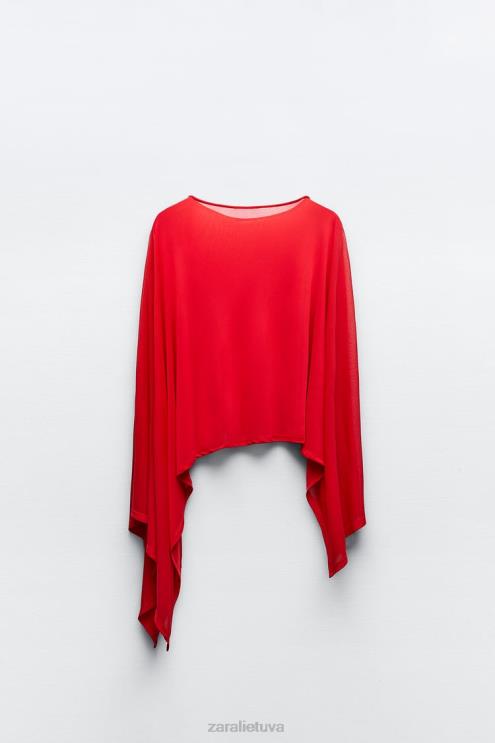 moterys Zara skysčio asimetrinė pelerina raudona apranga 4N488438