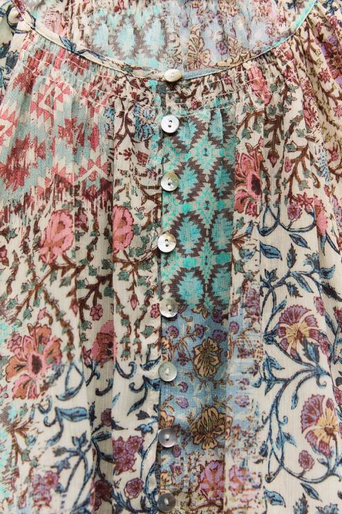 moterys Zara smocked marginta palaidinė įvairiaspalvis apranga 4N488342