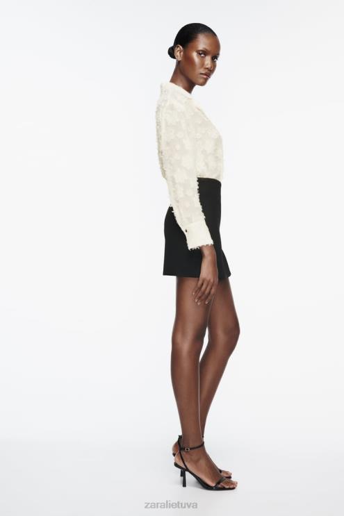 moterys Zara struktūriniai gėlėti marškiniai ekru apranga 4N488308