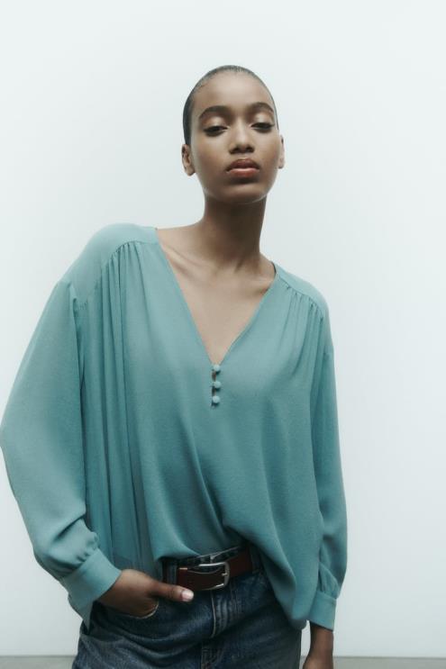 moterys Zara susirinko krenta per didelė palaidinė mėlynas plienas apranga 4N488454