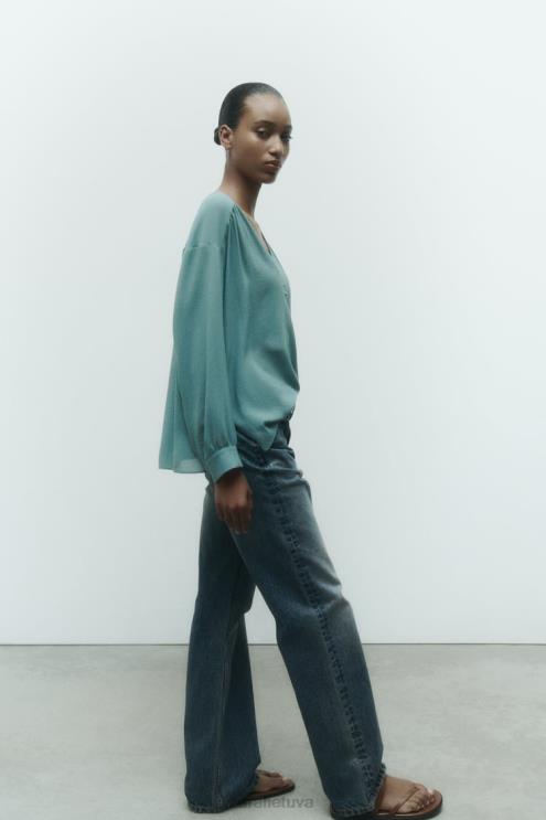 moterys Zara susirinko krenta per didelė palaidinė mėlynas plienas apranga 4N488454