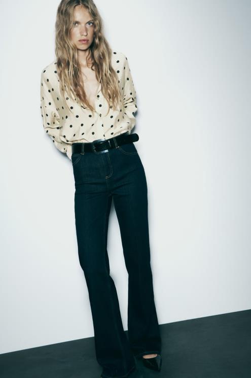 moterys Zara taškiniai marškiniai ekru/juoda apranga 4N488295