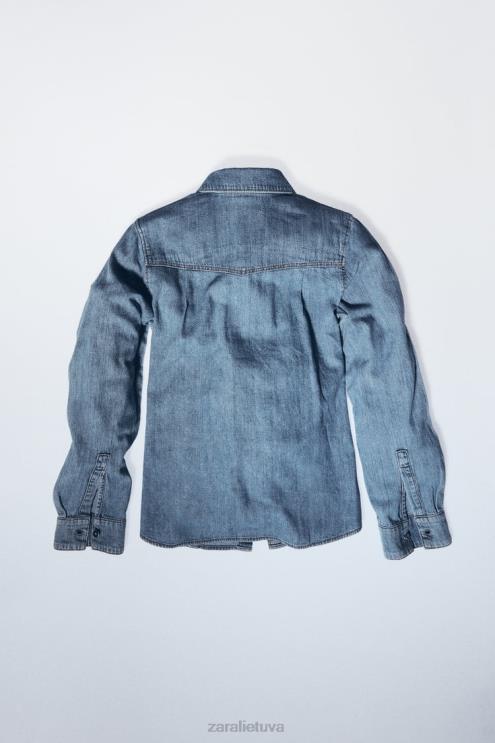 moterys Zara z1975 džinsiniai marškiniai vidurio mėlyna apranga 4N488305