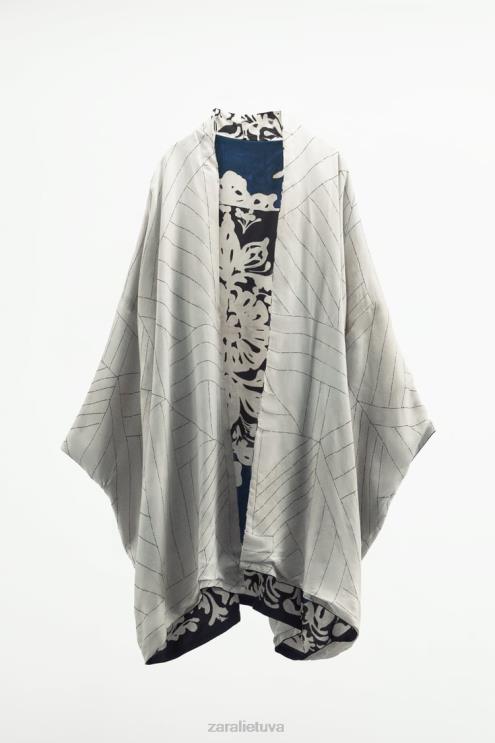 moterys Zara apverčiamas margintas kimono mėlyna/juoda apranga 4N488136