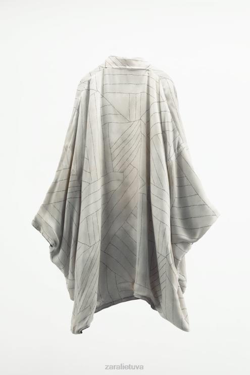 moterys Zara apverčiamas margintas kimono mėlyna/juoda apranga 4N488136