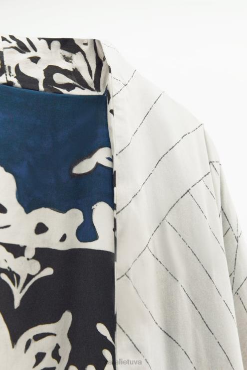 moterys Zara apverčiamas margintas kimono mėlyna/juoda apranga 4N488136