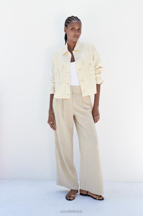 moterys Zara aukso spalvos medvilniniai marškinėliai ekru apranga 4N48898