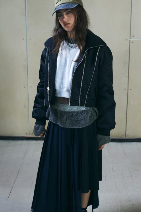 moterys Zara bomber striukė su užtrauktuku tamsiai mėlyna apranga 4N48841