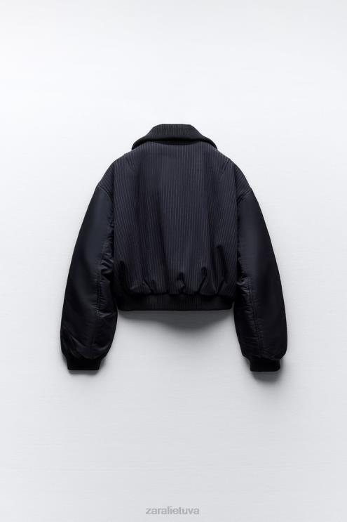 moterys Zara bomber striukė su užtrauktuku tamsiai mėlyna apranga 4N48841
