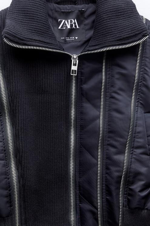 moterys Zara bomber striukė su užtrauktuku tamsiai mėlyna apranga 4N48841