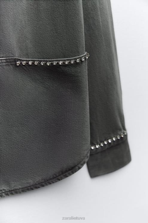 moterys Zara didelių gabaritų kalnų krištolo marškinėliai pilka apranga 4N48882