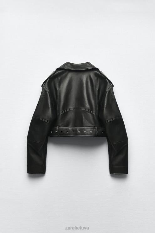 moterys Zara dirbtinės odos striukė juodas apranga 4N48848