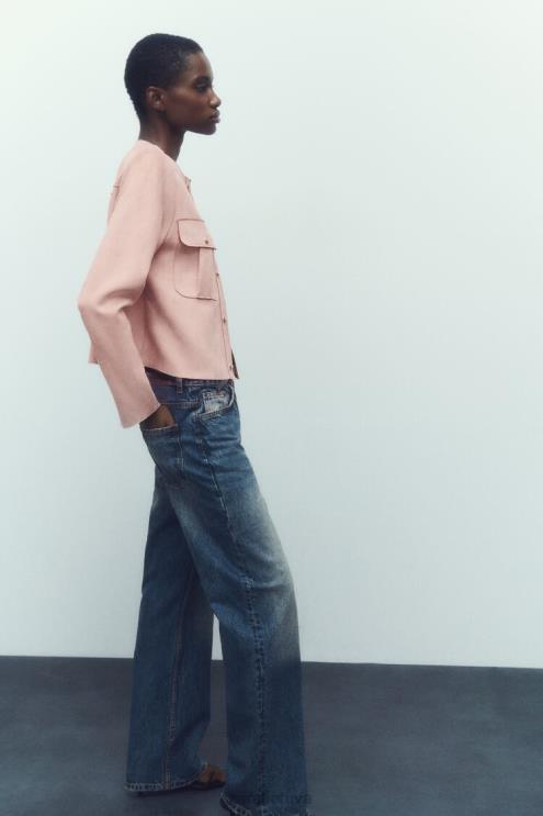 moterys Zara dirbtinės zomšos marškinėliai rožinis apranga 4N488117