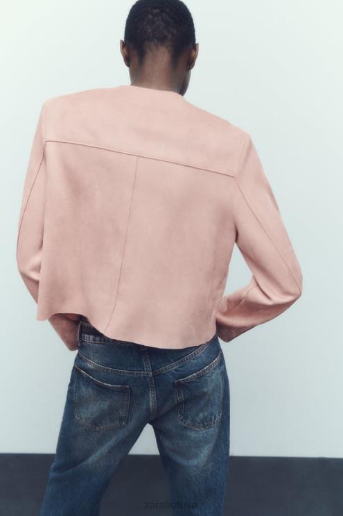 moterys Zara dirbtinės zomšos marškinėliai rožinis apranga 4N488117