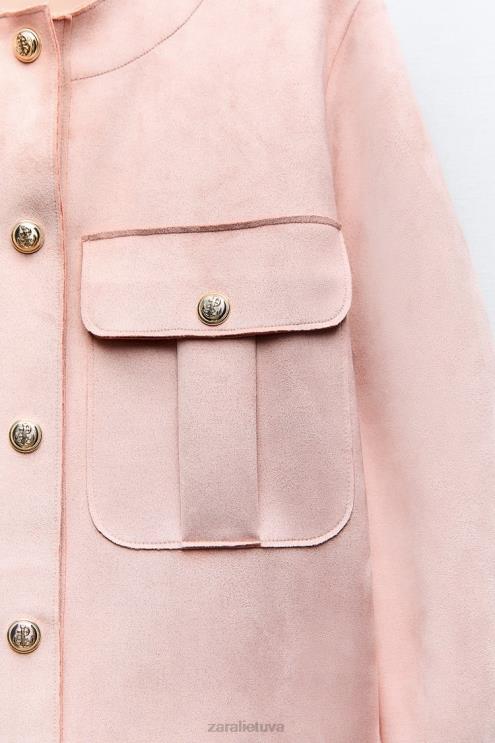 moterys Zara dirbtinės zomšos marškinėliai rožinis apranga 4N488117