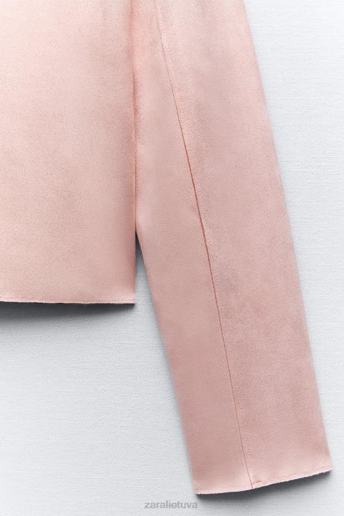 moterys Zara dirbtinės zomšos marškinėliai rožinis apranga 4N488117