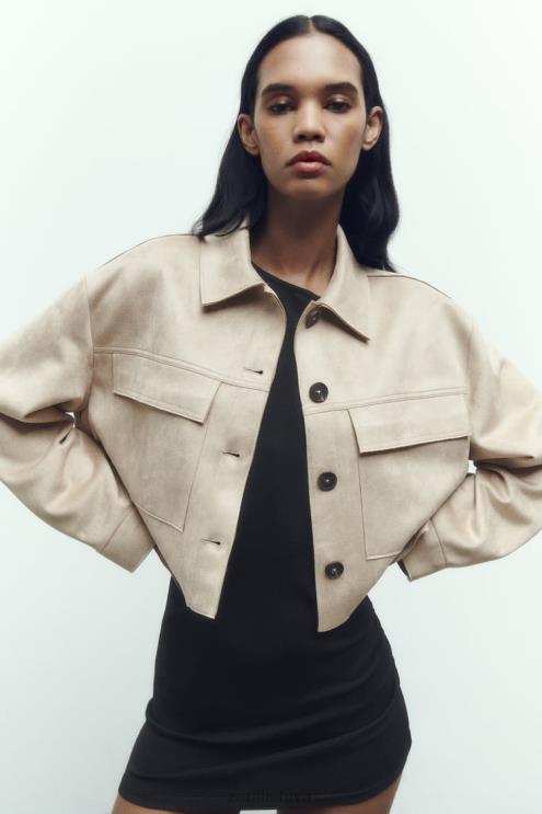 moterys Zara dirbtinės zomšos trumpa striukė audinė apranga 4N48875