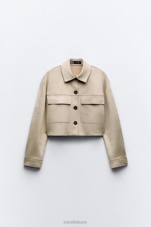 moterys Zara dirbtinės zomšos trumpa striukė audinė apranga 4N48875