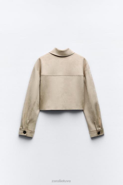 moterys Zara dirbtinės zomšos trumpa striukė audinė apranga 4N48875