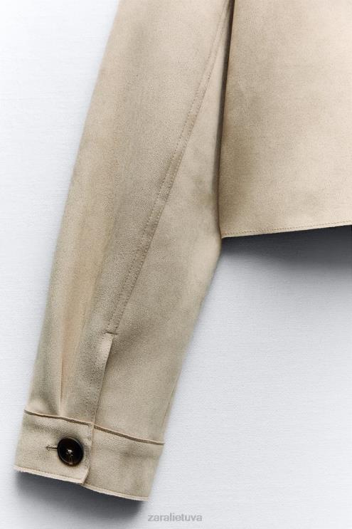 moterys Zara dirbtinės zomšos trumpa striukė audinė apranga 4N48875