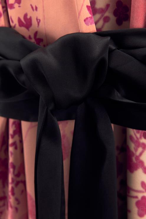 moterys Zara ilgas margintas kimono rožinis apranga 4N488105