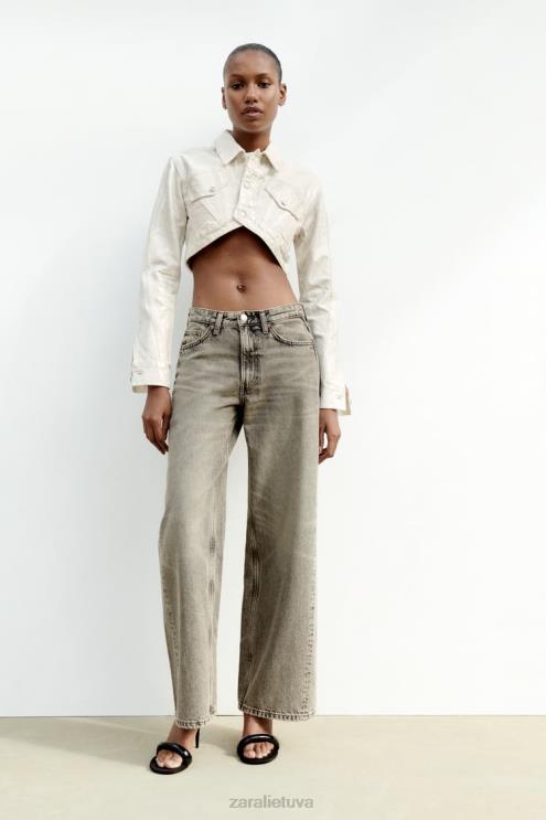 moterys Zara metalinė crop striukė sidabras apranga 4N488120