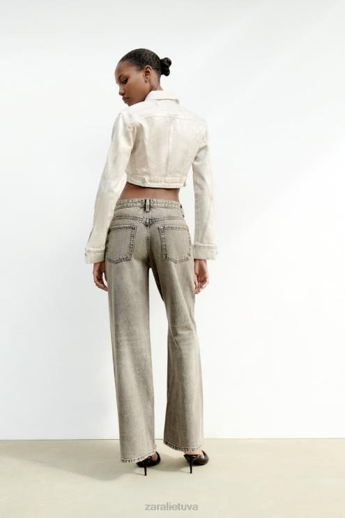 moterys Zara metalinė crop striukė sidabras apranga 4N488120