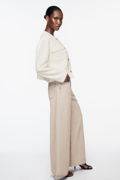 moterys Zara minkšta striukė ekru apranga 4N48833