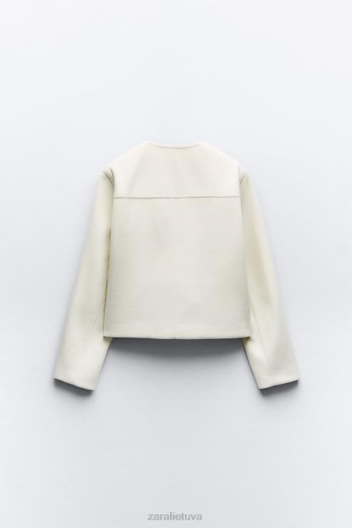 moterys Zara minkšta striukė ekru apranga 4N48833