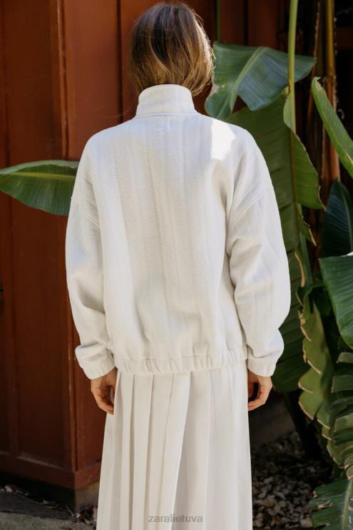 moterys Zara negabaritinis dygsniuotas bomberis ekru apranga 4N48854