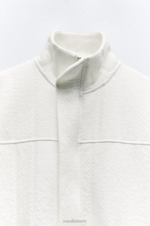 moterys Zara negabaritinis dygsniuotas bomberis ekru apranga 4N48854