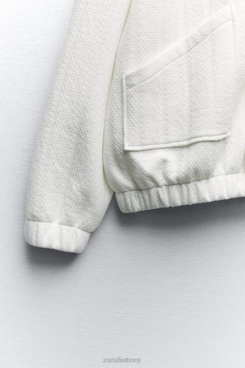 moterys Zara negabaritinis dygsniuotas bomberis ekru apranga 4N48854