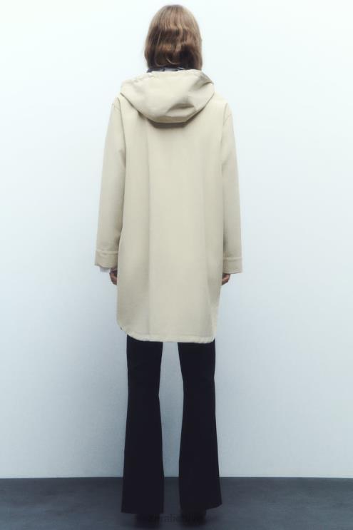 moterys Zara nuo vandens ir vėjo apsaugantis guminis lietpaltis ekru apranga 4N48840
