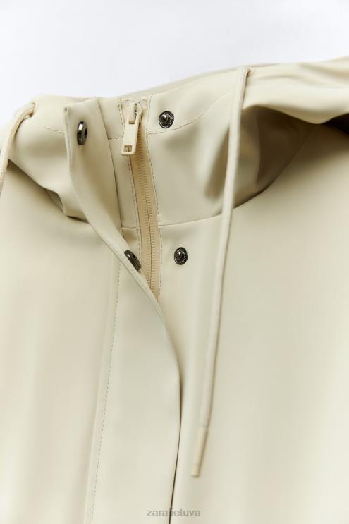 moterys Zara nuo vandens ir vėjo apsaugantis guminis lietpaltis ekru apranga 4N48840