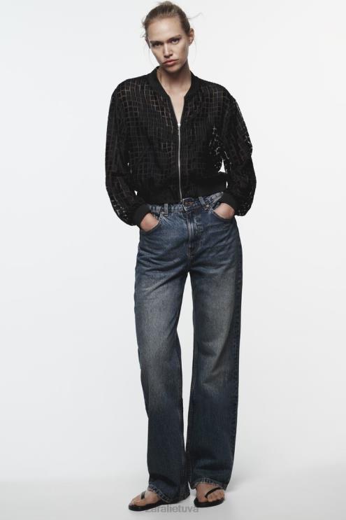 moterys Zara organzos bombonešis juodas apranga 4N48892