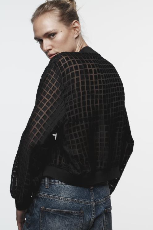 moterys Zara organzos bombonešis juodas apranga 4N48892