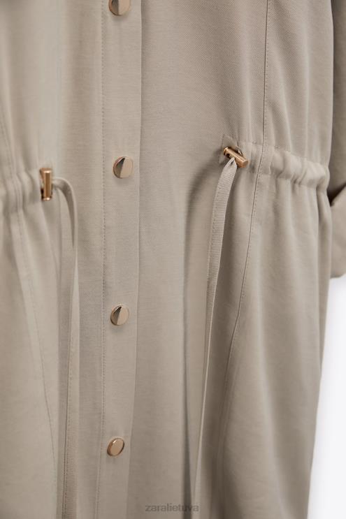 moterys Zara reguliuojamo juosmens marškinėliai smėlis apranga 4N488100