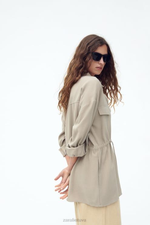 moterys Zara reguliuojamo juosmens marškinėliai smėlis apranga 4N488100