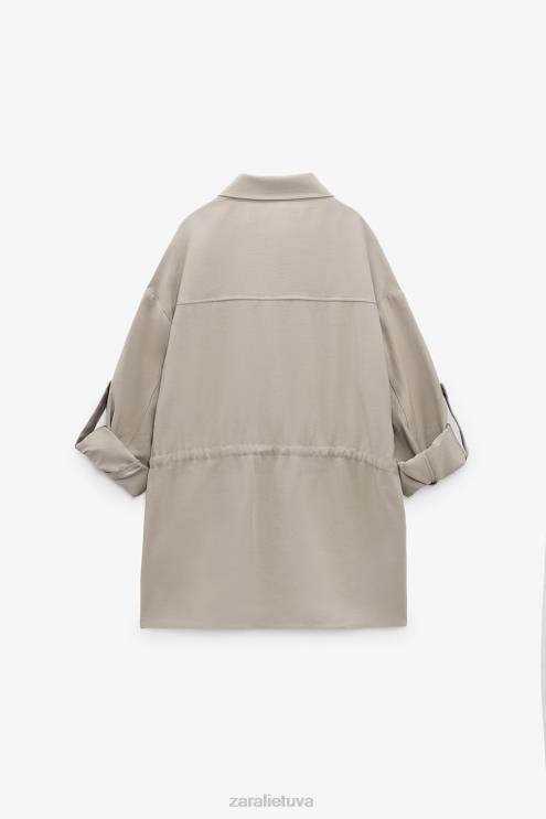 moterys Zara reguliuojamo juosmens marškinėliai smėlis apranga 4N488100