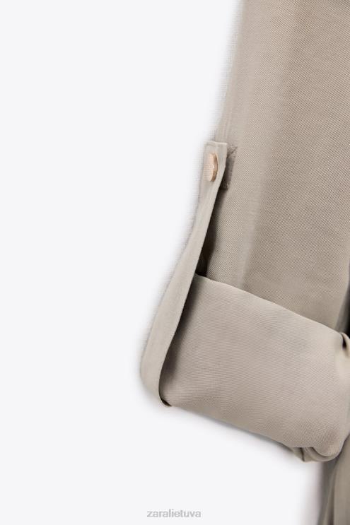 moterys Zara reguliuojamo juosmens marškinėliai smėlis apranga 4N488100