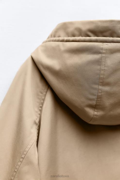 moterys Zara sagomis trumpas parkas ruda/tape apranga 4N48879