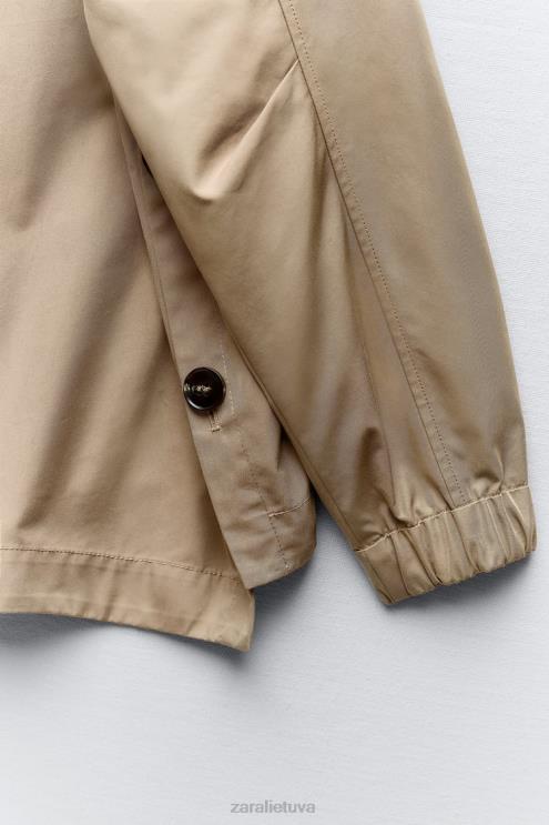 moterys Zara sagomis trumpas parkas ruda/tape apranga 4N48879