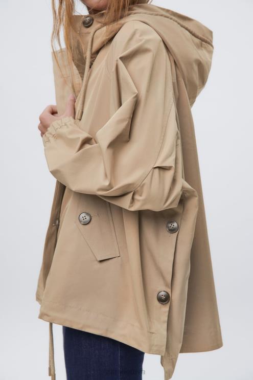 moterys Zara sagomis trumpas parkas ruda/tape apranga 4N48879