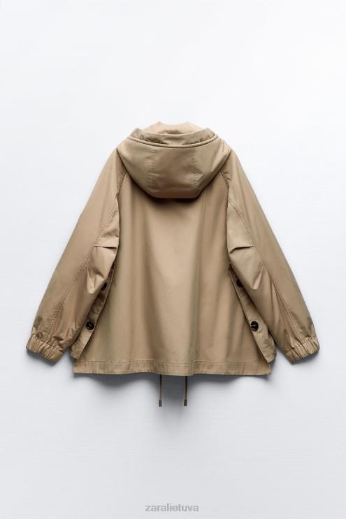 moterys Zara sagomis trumpas parkas ruda/tape apranga 4N48879
