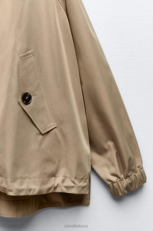 moterys Zara sagomis trumpas parkas ruda/tape apranga 4N48879