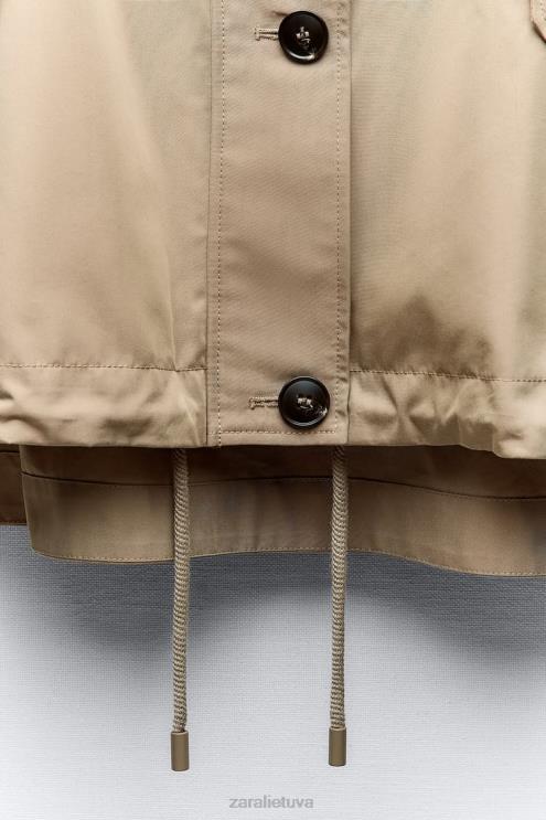 moterys Zara sagomis trumpas parkas ruda/tape apranga 4N48879